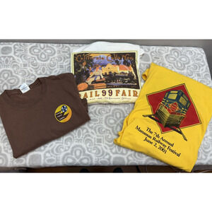 LOT 3 Vintage Railroad Train Graphic T-Shirts 1999 RailFair Festival Canyon XL